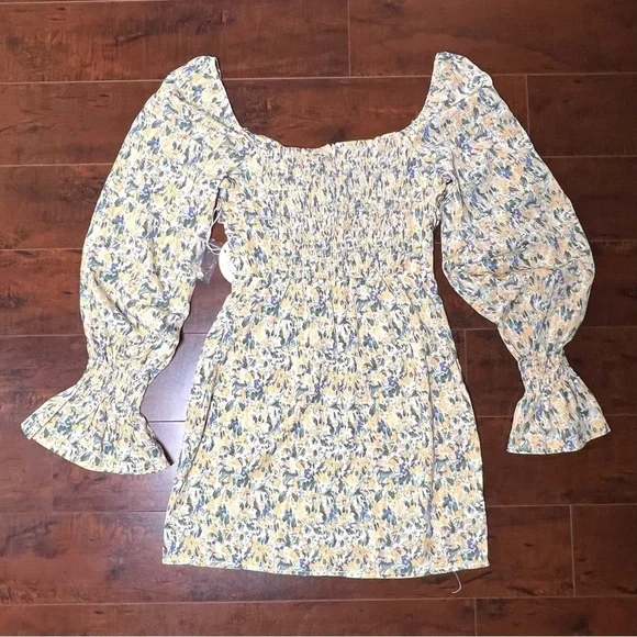 KISS THE SKY Urban Outfitters Floral Bardot Mini Dress Boho Size Small NWT - Picture 7 of 15